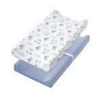 Little Star Organic Pure Organic Cotton Changing Pad Cover, Blue-Wild at Heart, 2 Pack