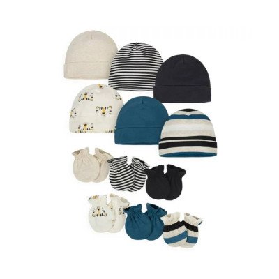 Onesies Brand Baby Boy Caps and Mittens Accessories Set