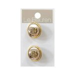 Le Bouton Gold 7/8" Crest Shank Buttons, 2 Pieces