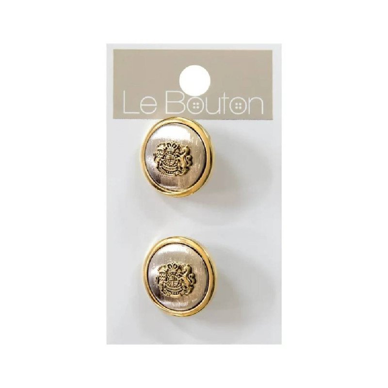 Le Bouton Gold 7/8" Crest Shank Buttons, 2 Pieces