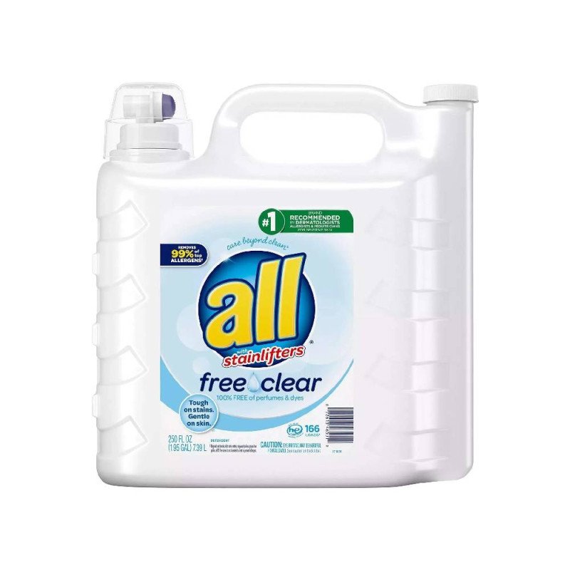 all Liquid Laundry Detergent Free Clear for Sensitive Skin (250 oz.,166 loads)