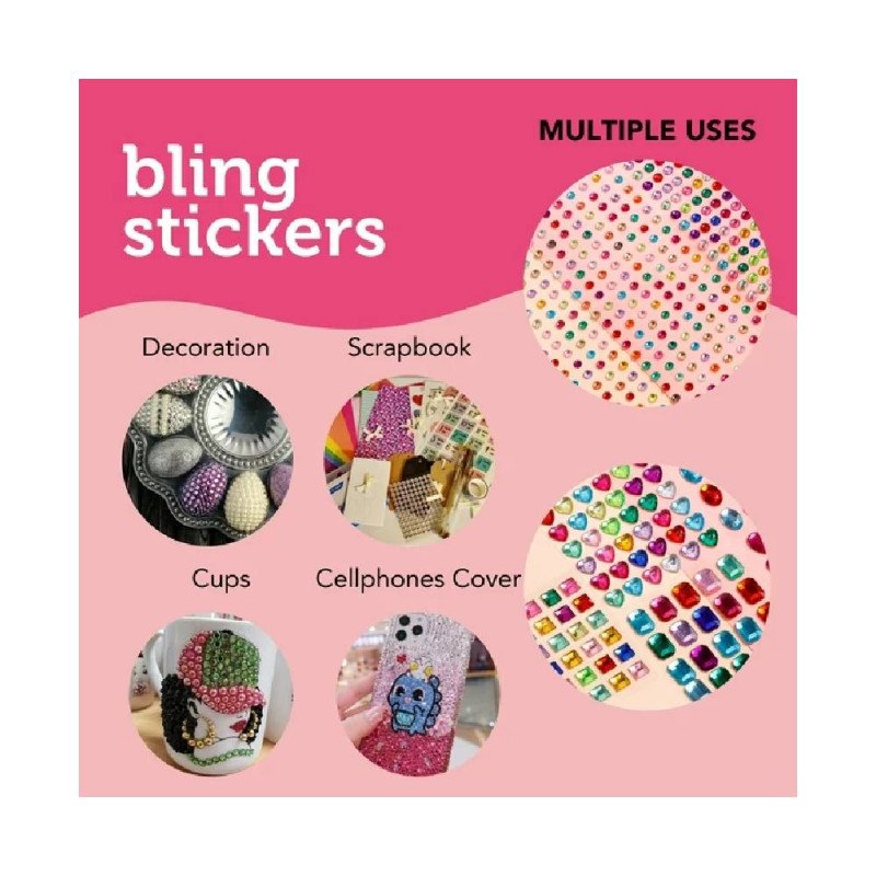 Incraftables Rhinestone Stickers 1150pcs. Self-Adhesive Bling Sticker Gems for Crafts 3 - 15mm