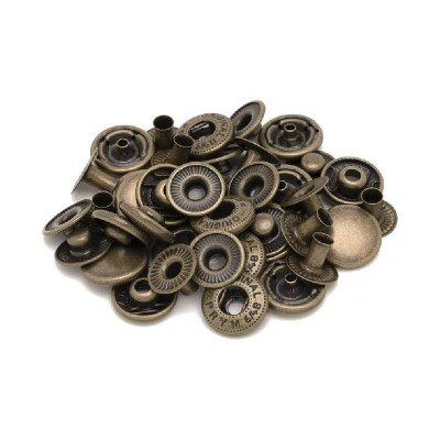 PRYM Large 6GB S Spring Press Studs, 15mm Brass Snap Fastener No-Sew Buttons for Clothing,