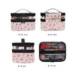 HKEEY Makeup Bag Double Layer Travel Cosmetic Cases Make up Organizer Toiletry Bag (Pink)