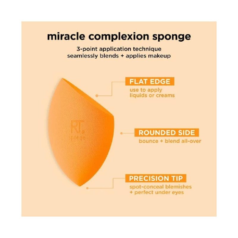 Real Techniques Miracle Complexion Sponge, Makeup Blending Sponge for Foundation, Orange, 1 Count