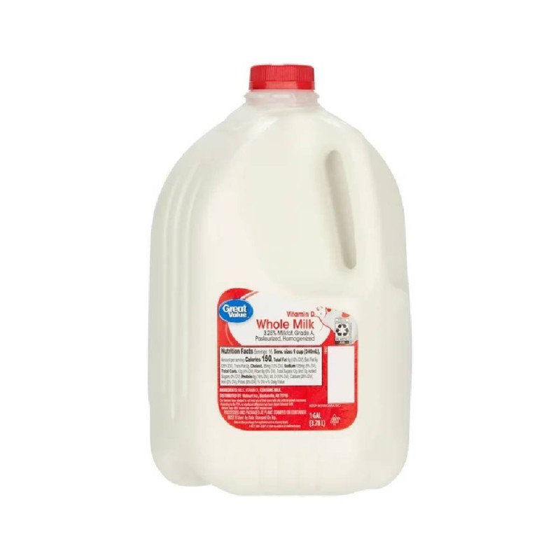 Great Value Whole Vitamin D Milk, Gallon, 128 fl oz