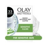 Olay Daily Facials Sensitive Cleansing Cloths, Fragrance-Free, 33 Count