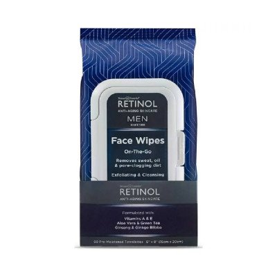 Retinol Men Facial Wipes Anti-Aging Cleansing Towelettes - One Size