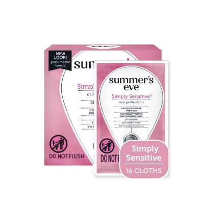 Summer’s Eve Simply Sensitive Daily Feminine Wipes, Removes Odor, pH Balanced, 16 count.