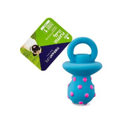 Vibrant Life Playful Buddy Pacifier Dog Toy, Latex with Plush Filling, Chew Level 1