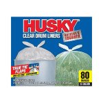 Husky 55-Gallon Clear Flap Tie Drum Liner Trash Bags (80 ct.)